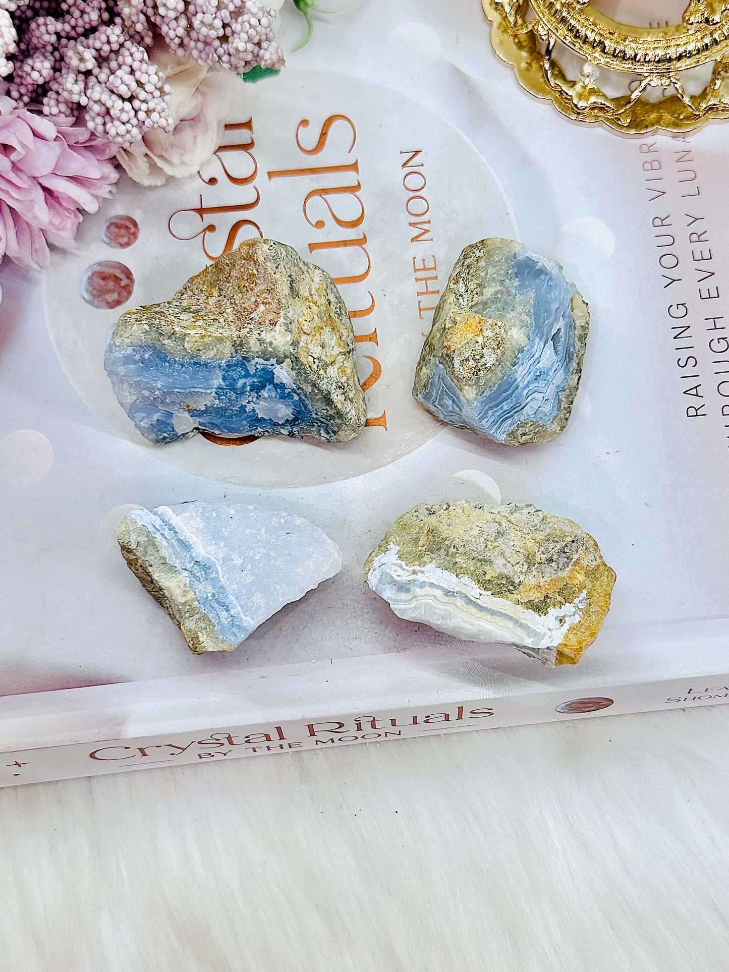 Beautiful Natural Set of 4 Blue Lace Agate Specimen