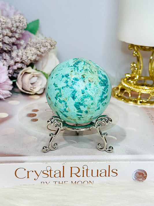 A Rare Stone ~ Genuine Inca Turquoise Sphere 6cm On Stand