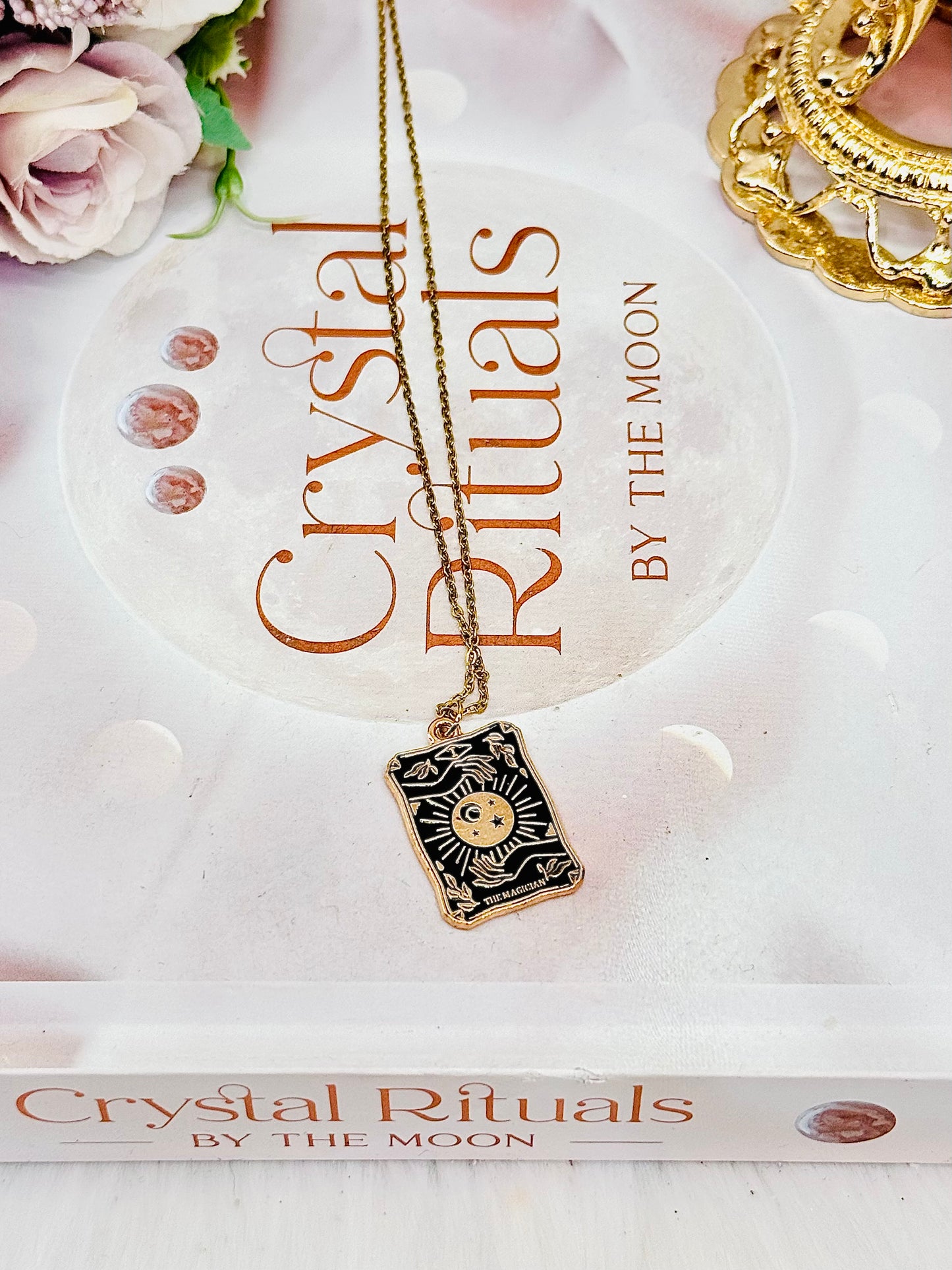 ‘The Magician’ Gold Plated Tarot Card Necklace In Gift Bag