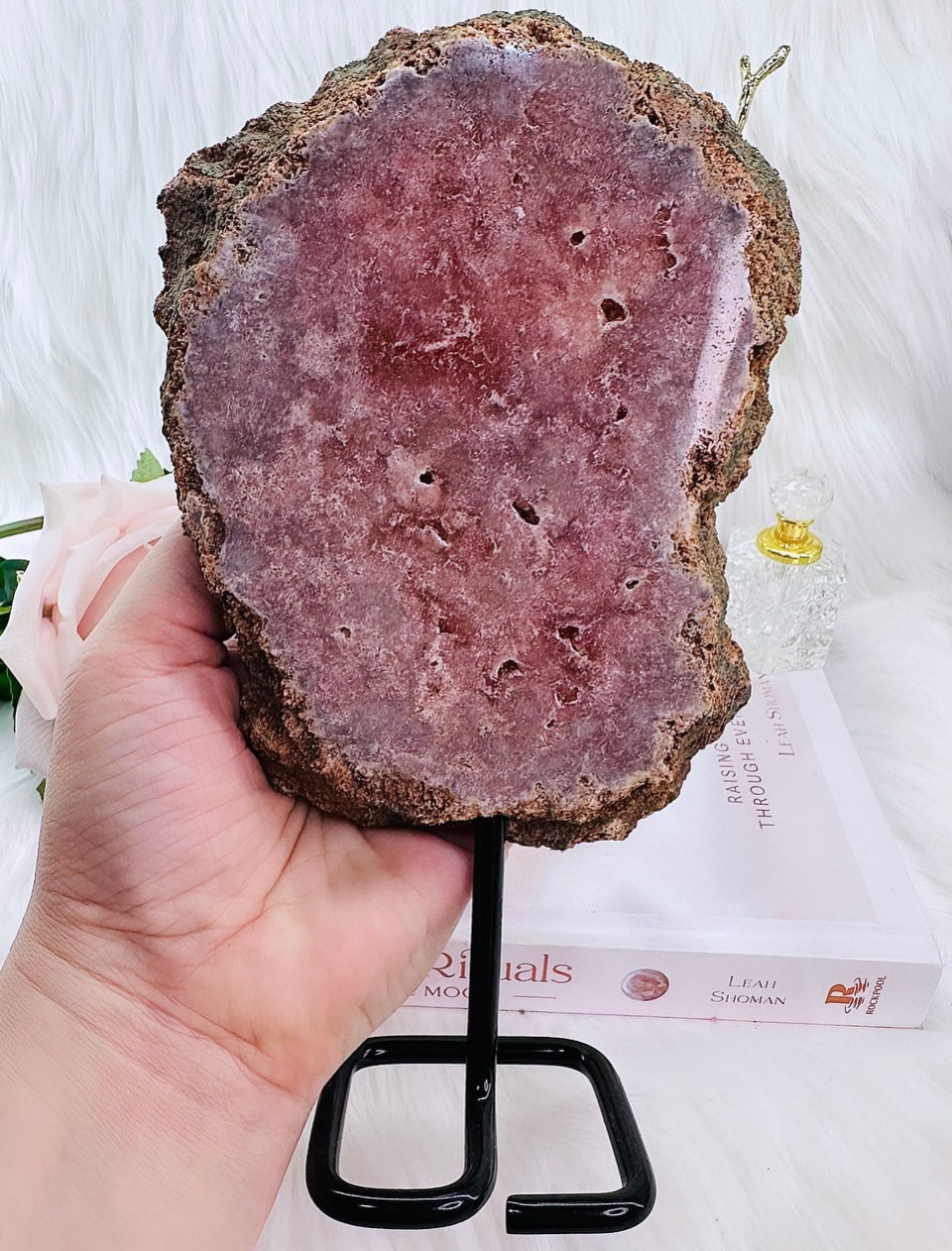 ⚜️ SALE ⚜️ Stunning 20cm Tall (Inc Stand) Pink Amethyst Druzy Slab from Brazil ~ Polished Both Sides