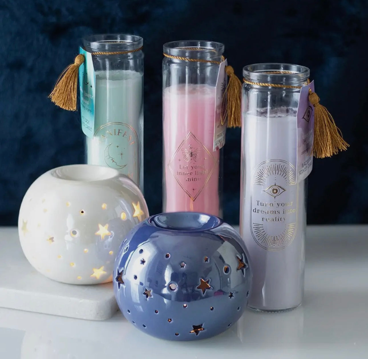 Mystic Rose Quartz Tube Candle 21cm