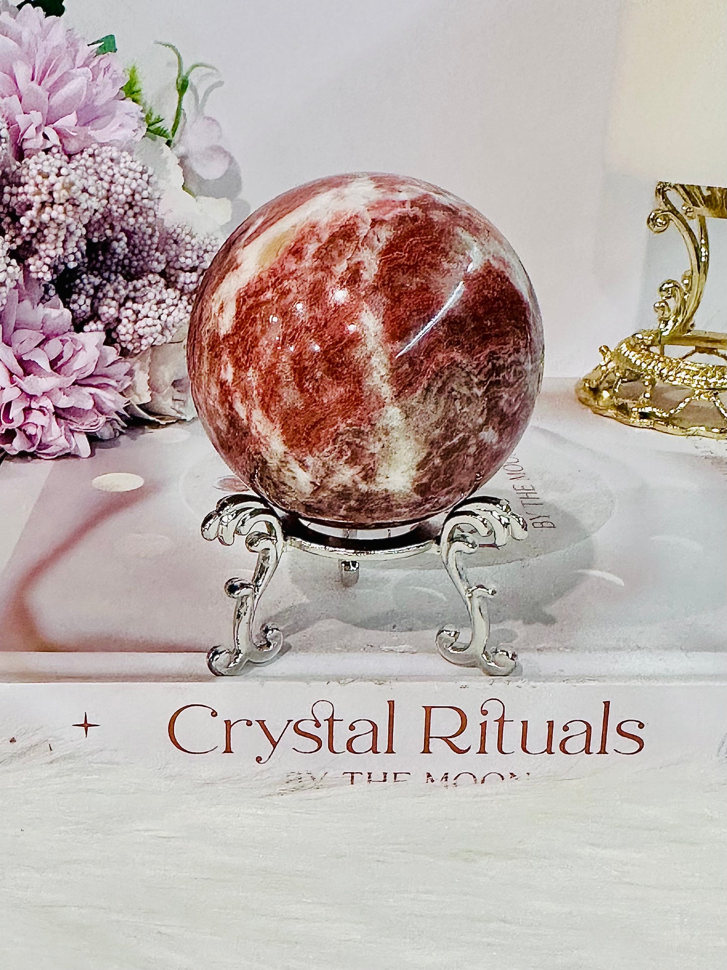 Beautiful Red Jasper Sphere 269grams On Stand