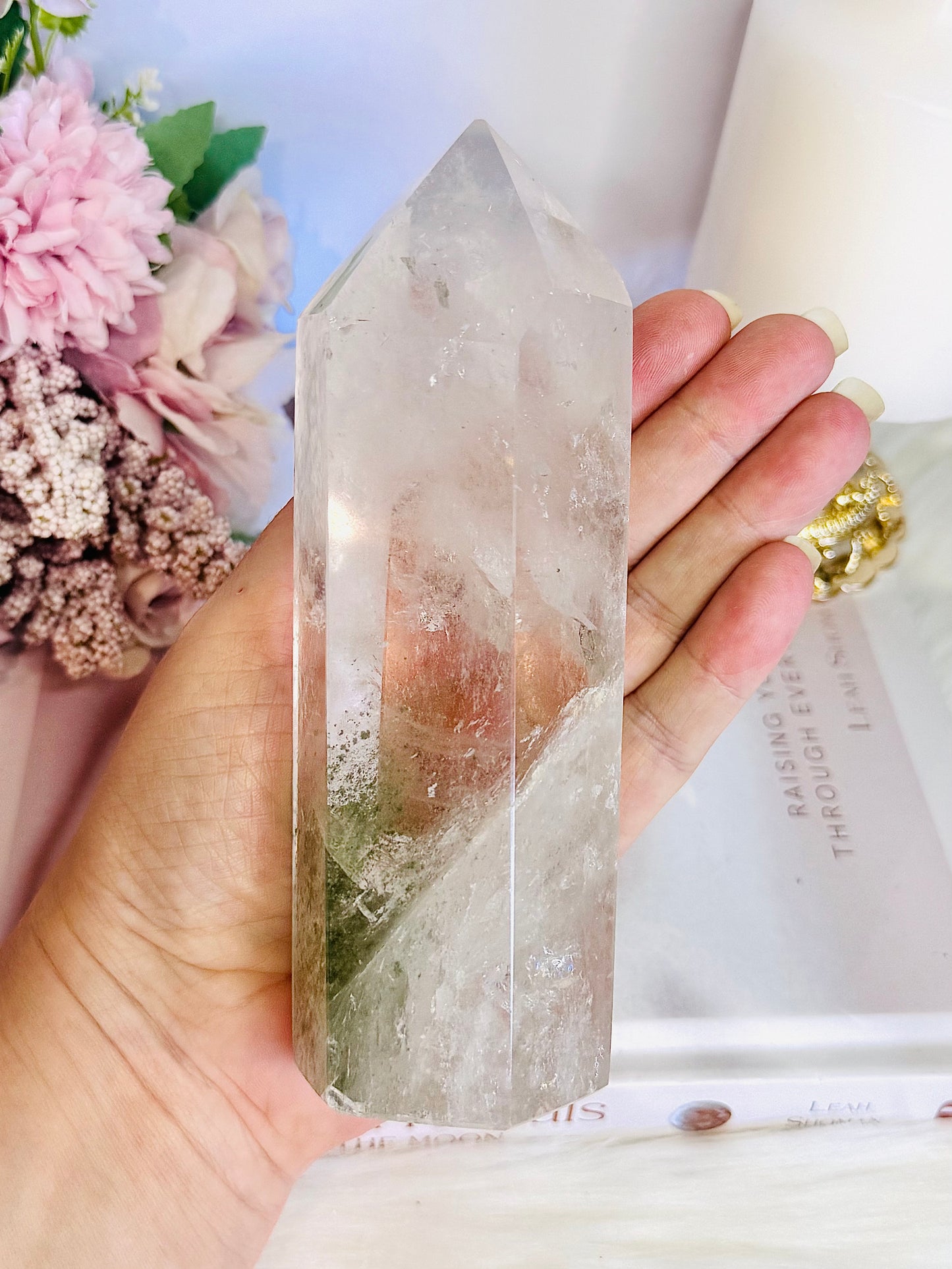 Wow! Incredible Large Chunky Natural Clear Quartz with Garden Quartz | Lodolite Inclusions 15cm 578grams