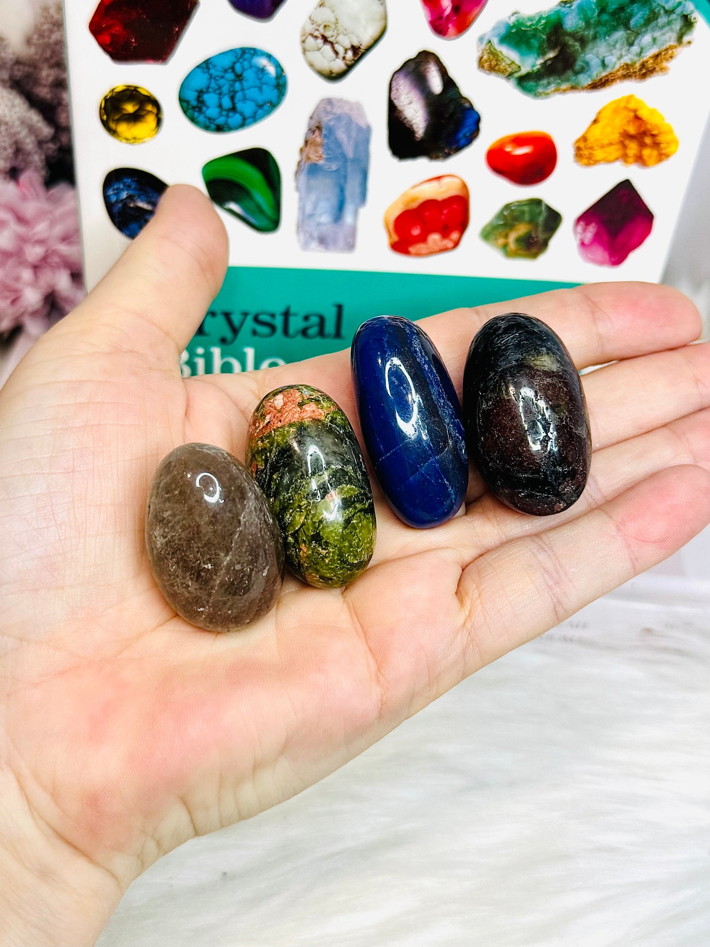 Gift Set ~ The Crystal Bible Volume 1 with 4 Large Tumble Stones