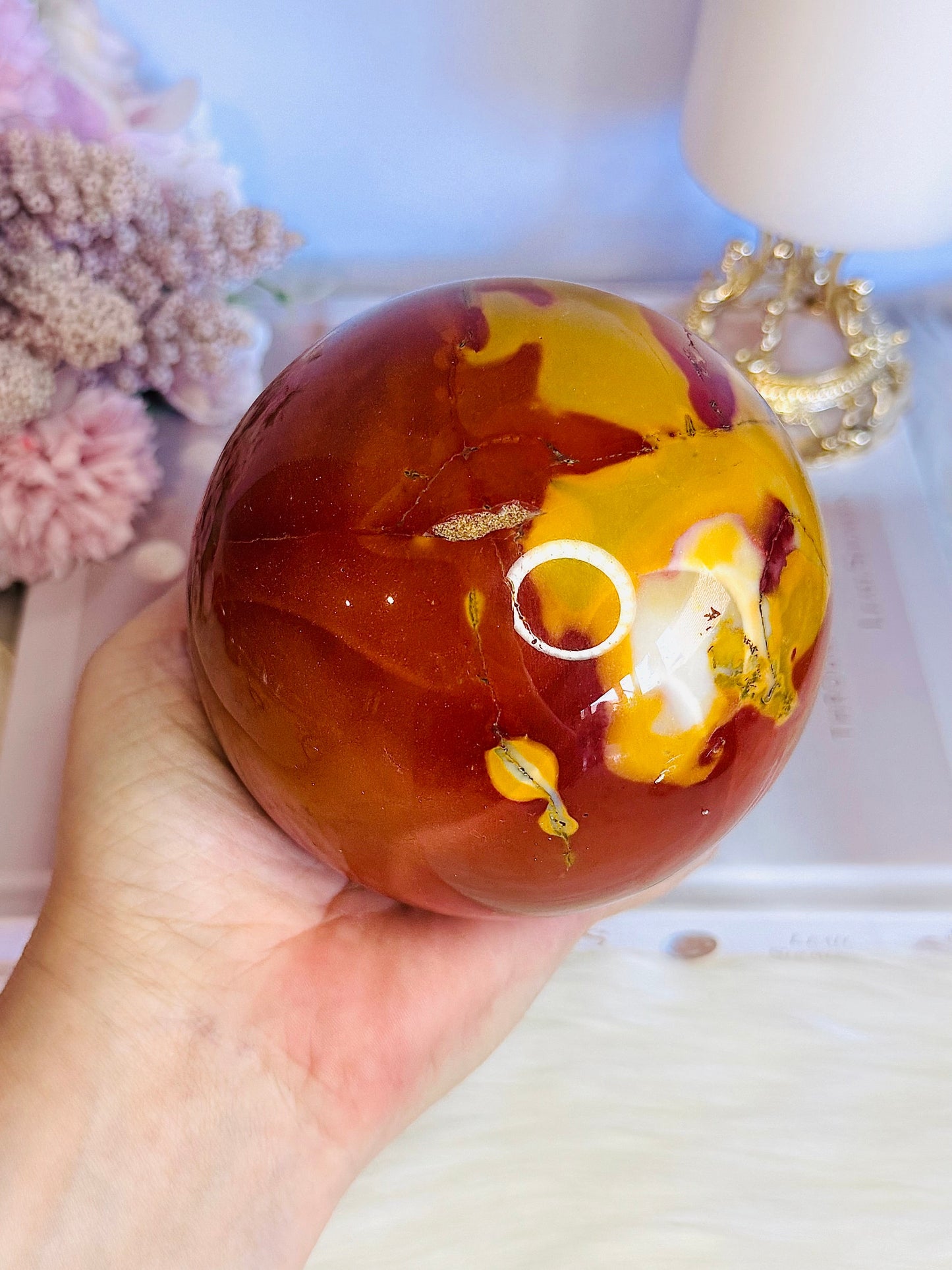 ⚜️ SALE ⚜️ Large 1.27KG Mookaite Jasper Sphere On Stand