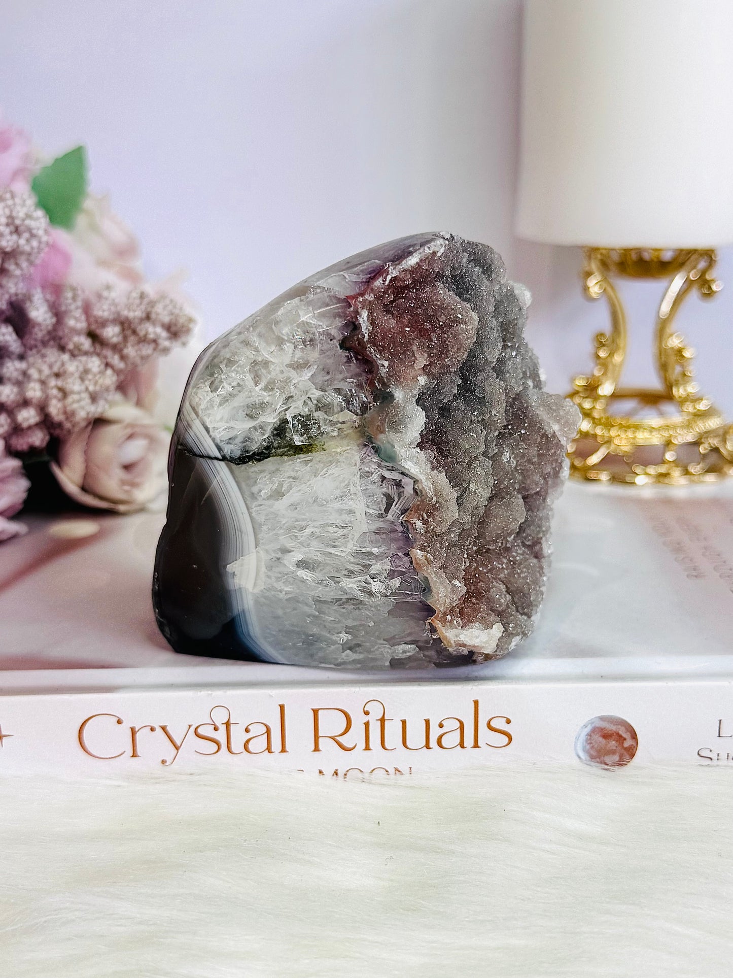 Galaxy Amethyst Base Cut Cluster From Brazil 8cm