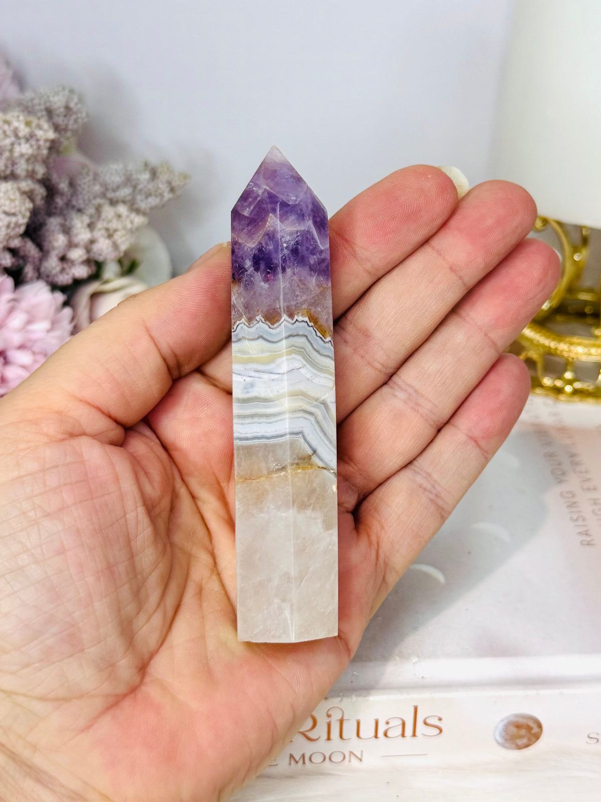 Crazy Lace Amethyst Tower 10cm