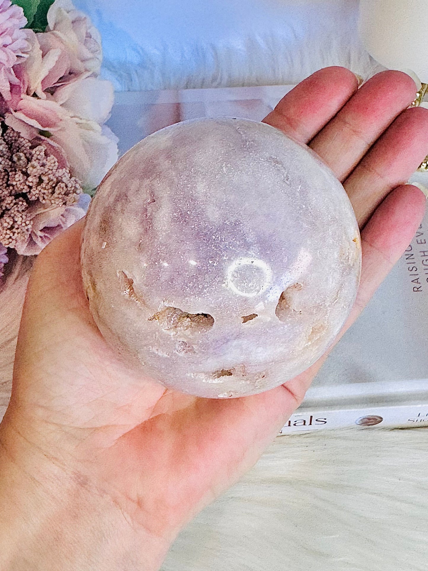 Natural Large Druzy Pink Amethyst Carved Sphere on Stand From Brazil 610grams