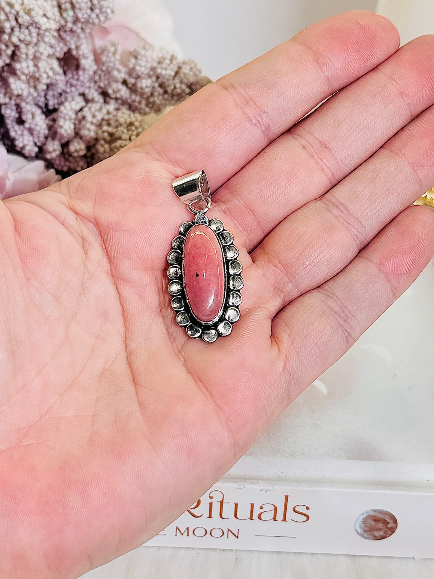 Pretty Rhodochrosite Pendant In Gift Bag