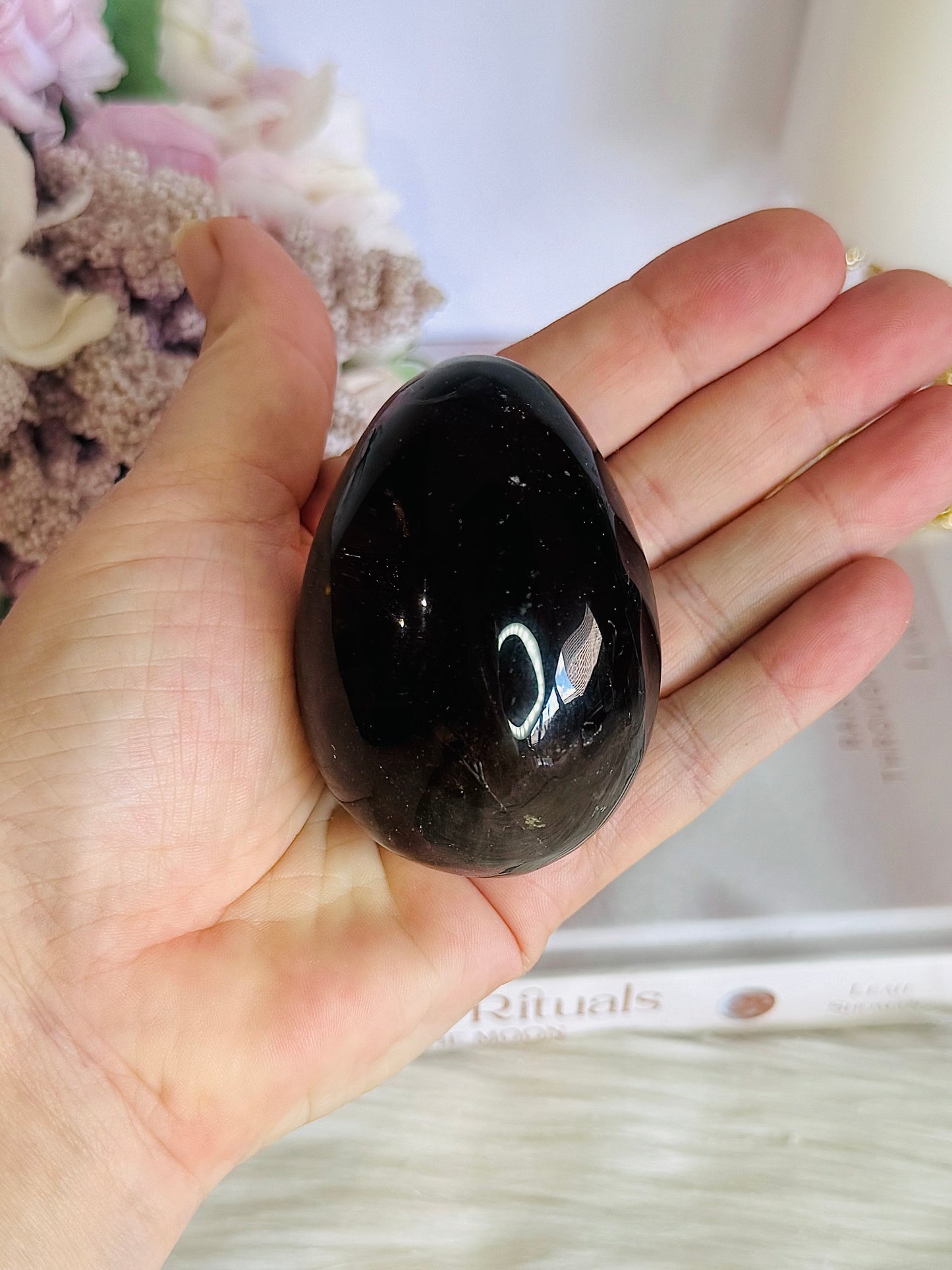 Unique Smokey Quartz Carved Polished Egg 178grams on Stand