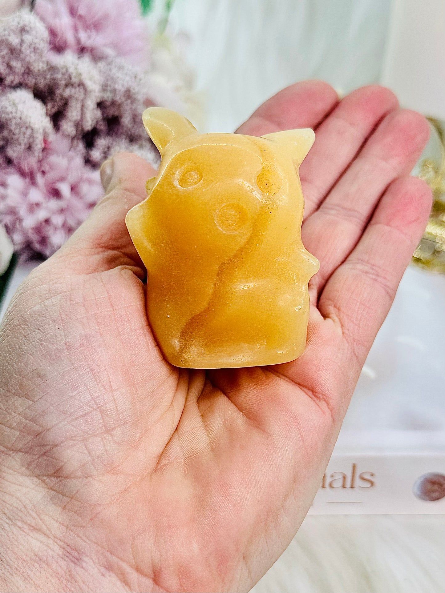 Cute Orange Calcite Pikachu Carving