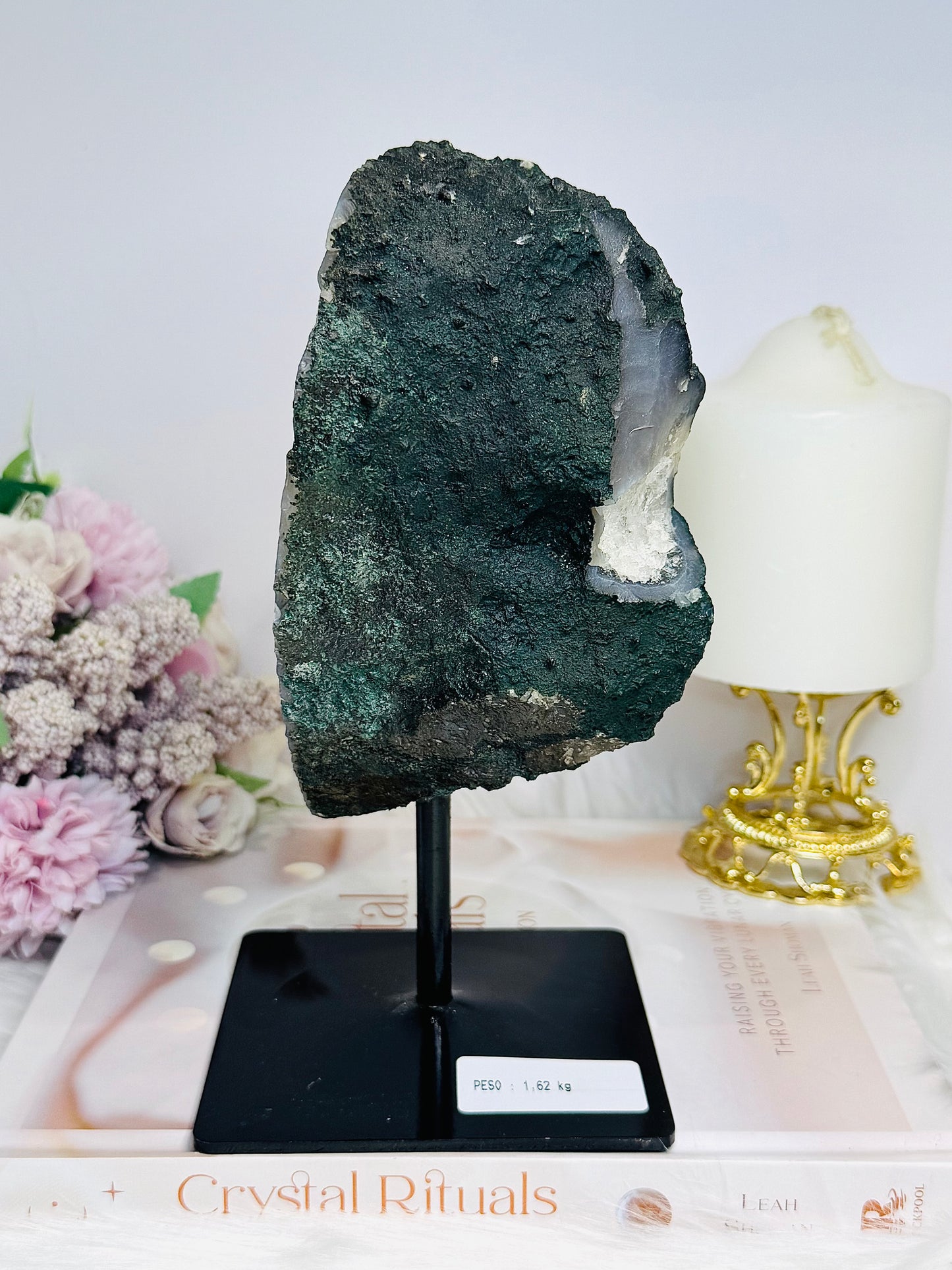 Large High Grade Amethyst Geode with Goethite Inclusions on Stand 1.6KG 20cm
