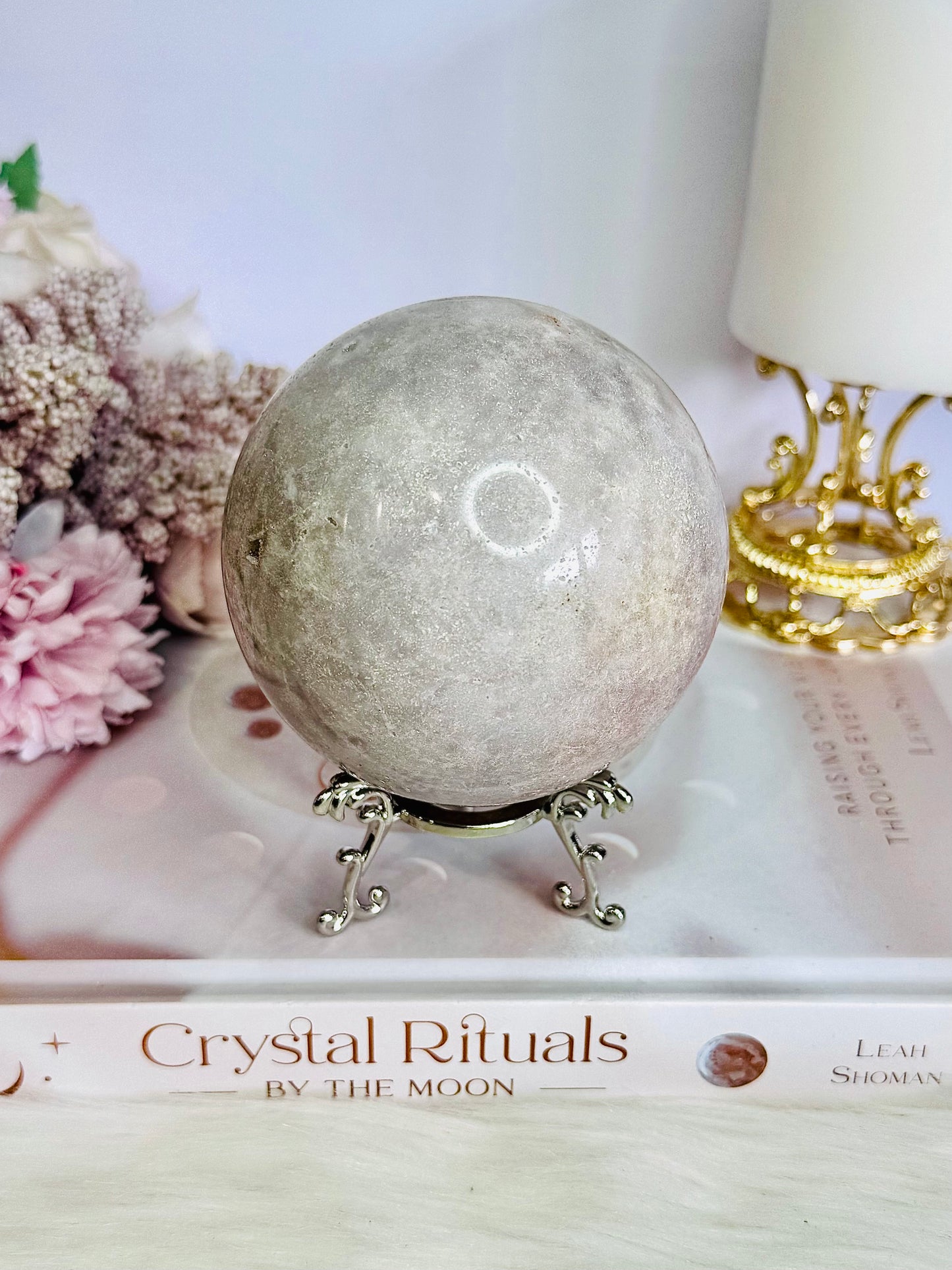Stunning Large Natural Druzy Pink Amethyst Sphere On Stand 601grams