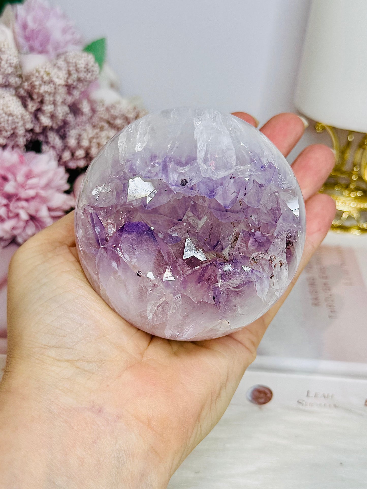 Large Druzy Amethyst Sphere on Stand 618g