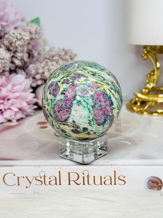 Ruby In Fuchsite (UV Reactive) Sphere on Stand 200g