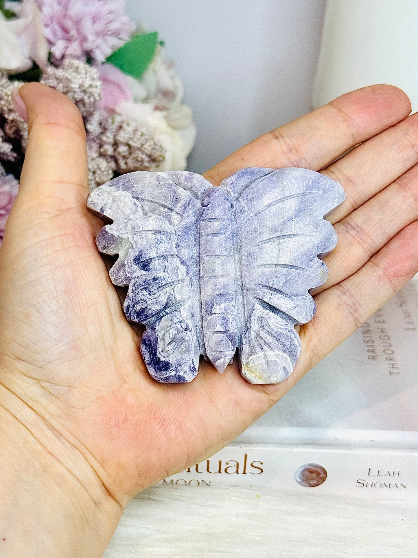 Natural Tiffany Stone Carved Butterfly On Stand