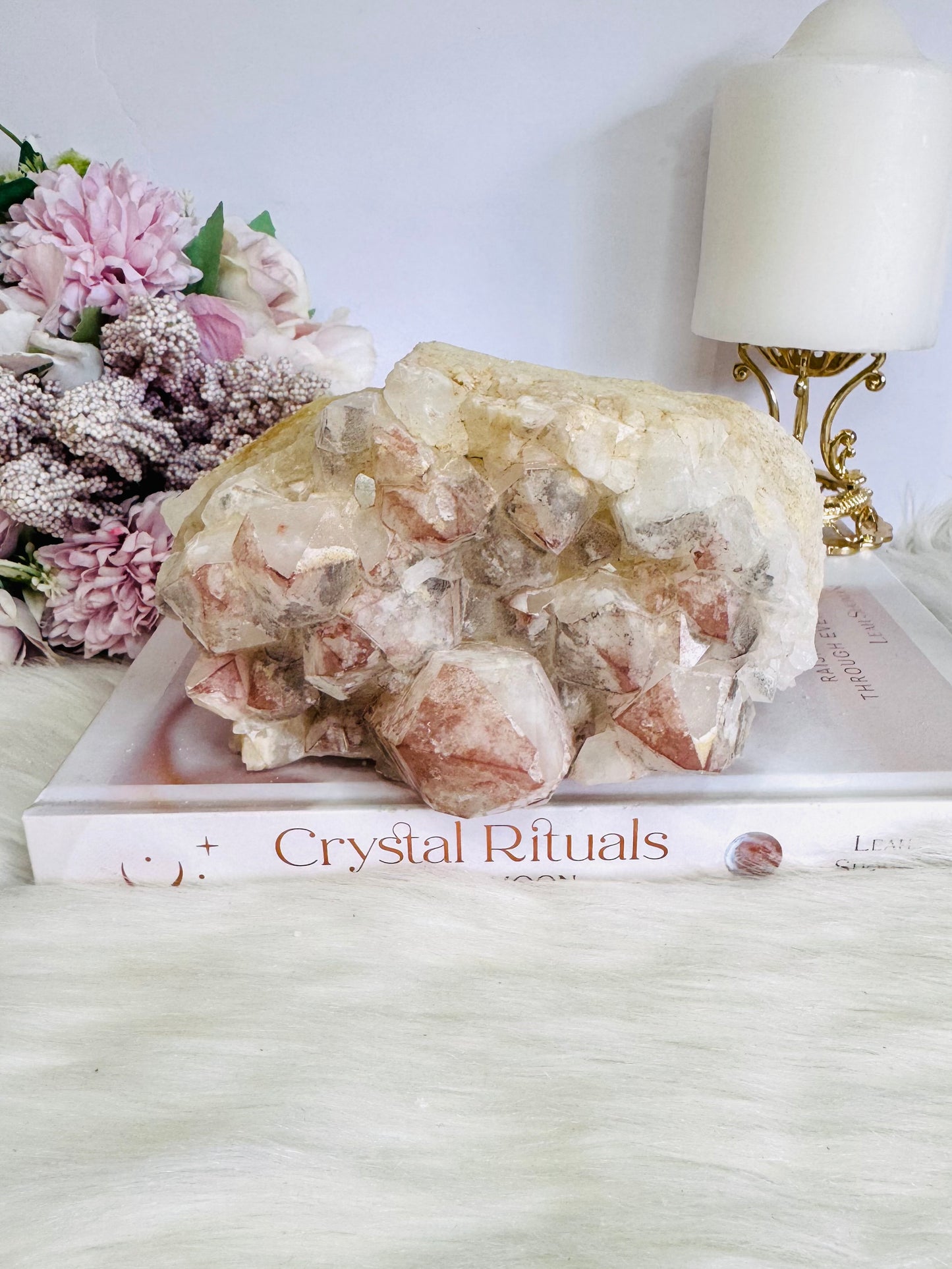 Incredible Huge Natural 19cm 1.26KG Black & Pink Lithium Quartz Natural Cluster From Brazil