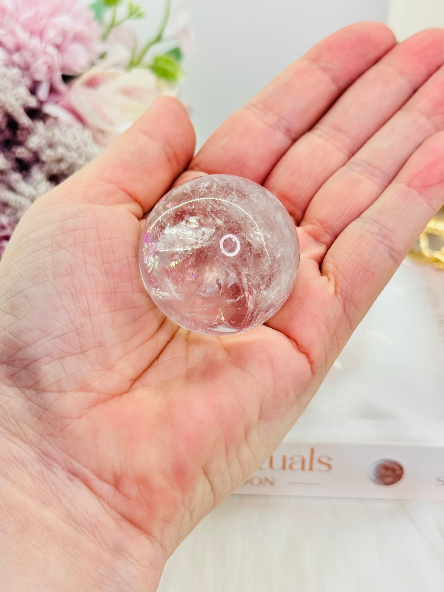 High Grade Light Purple Amethyst Sphere with Rainbows on Stand 4cm