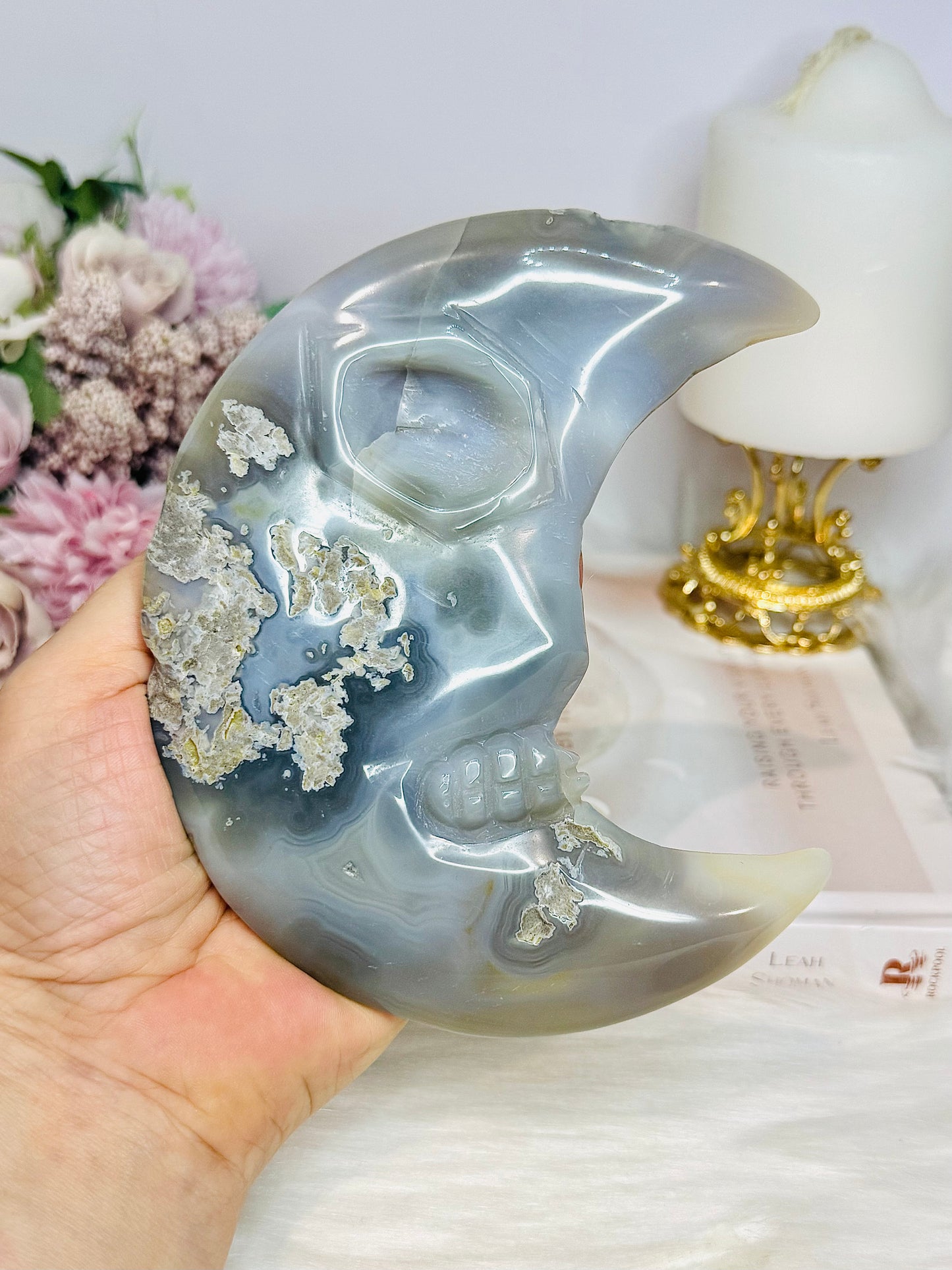 Large Druzy Agate Moon 13.5cm