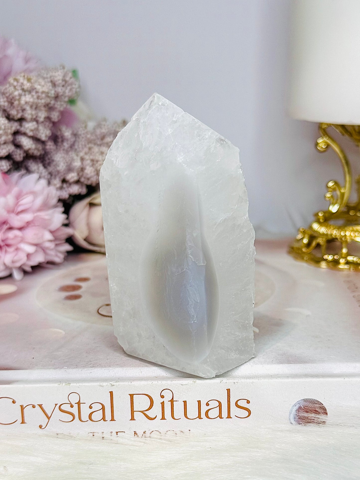 Chunky Blue Lace Agate Druzy Tower 8cm