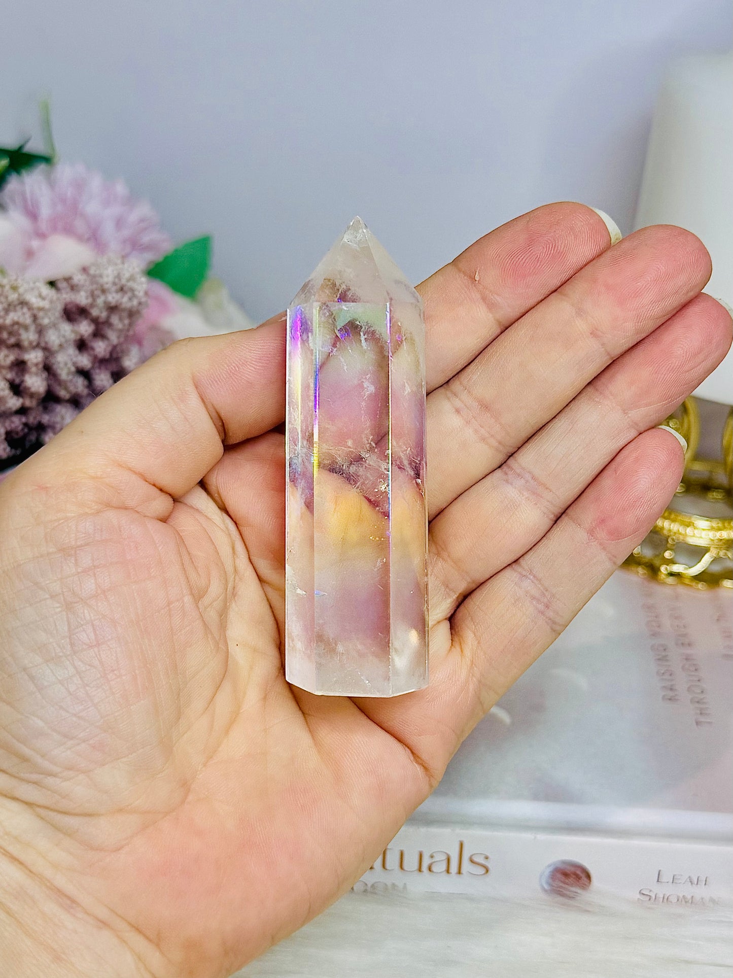 Clear Quartz Angel Aura Tower 8.5cm