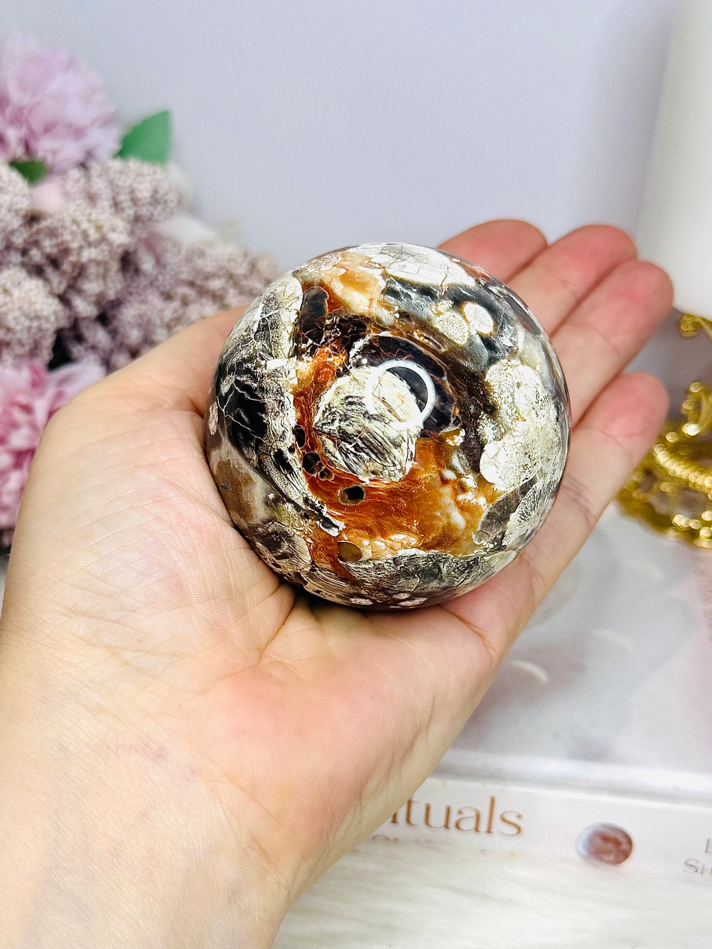 Large Money Agate Sphere on Stand 7cm