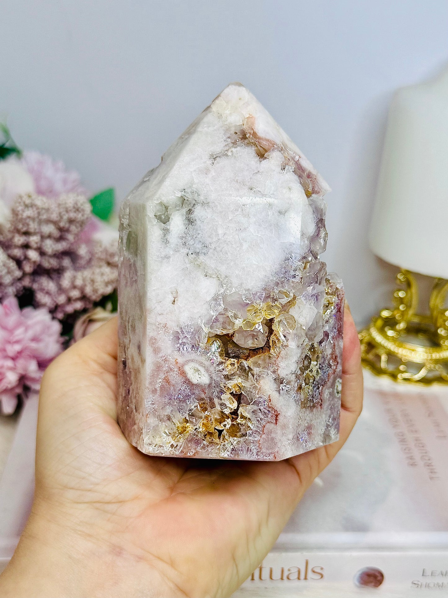 High Grade Druzy Pink Amethyst Chunky Tower 523g