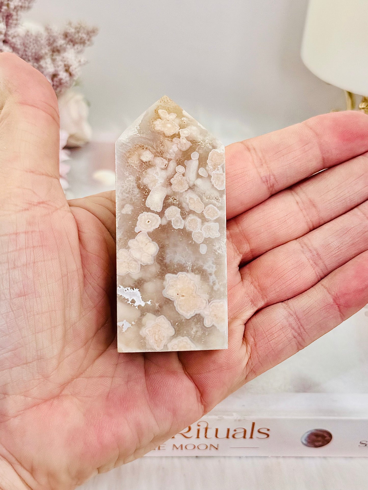 Chunky Flower Agate Tower 8cm