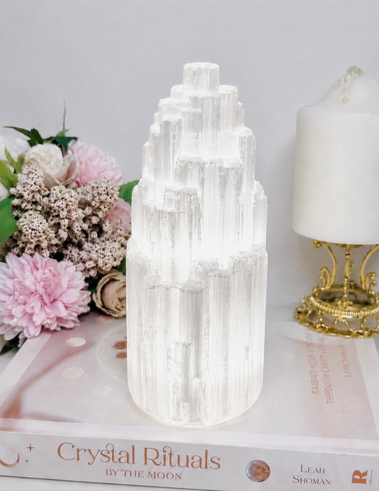 Selenite Tower Lamp 20cm 3KG