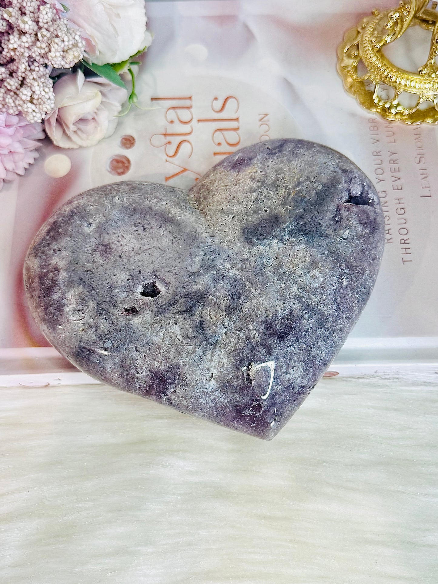 Pink Amethyst Druzy Carved Large Heart 14cm 812grams