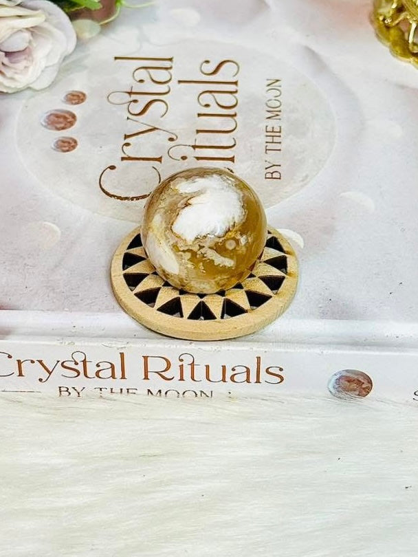 Small Flower Agate Sphere on Stand