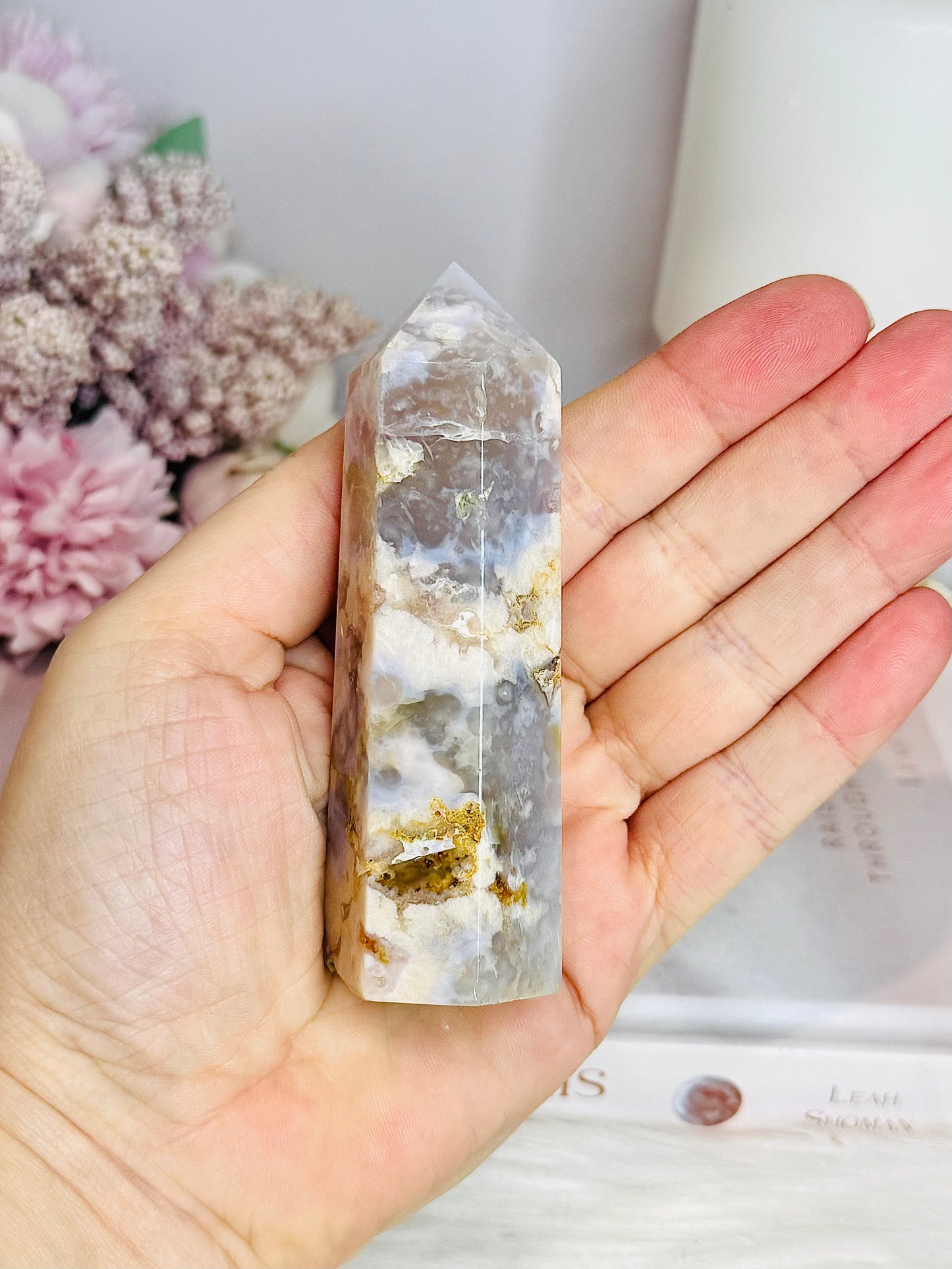 Druzy Flower Agate Tower 10cm