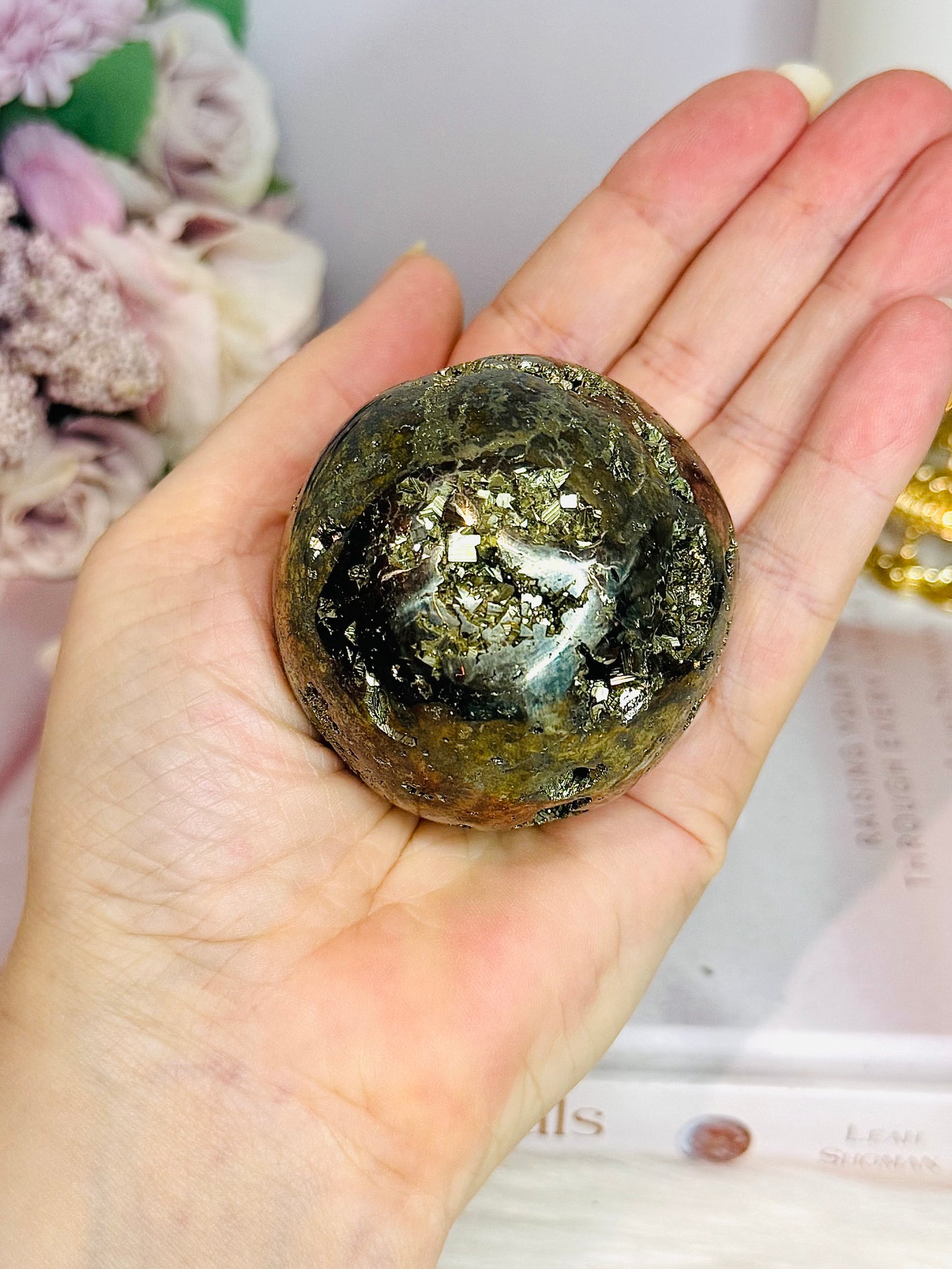 Druzy Pyrite Sphere on Stand 382g
