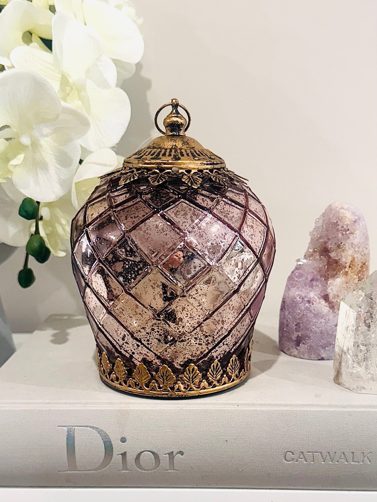 Glass Lantern Led Foil Punch 17.5cm