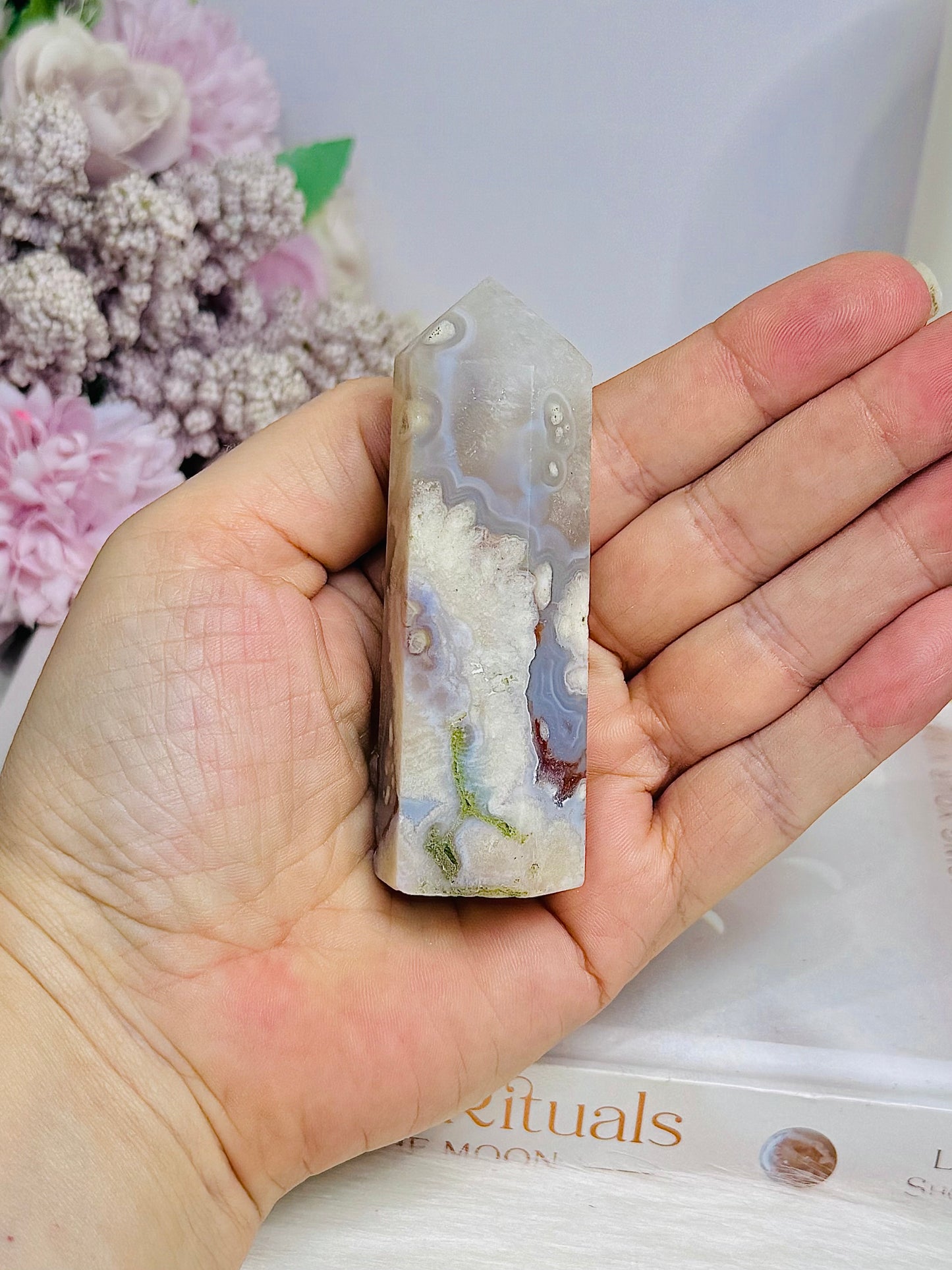 Flower Agate Tower 8cm