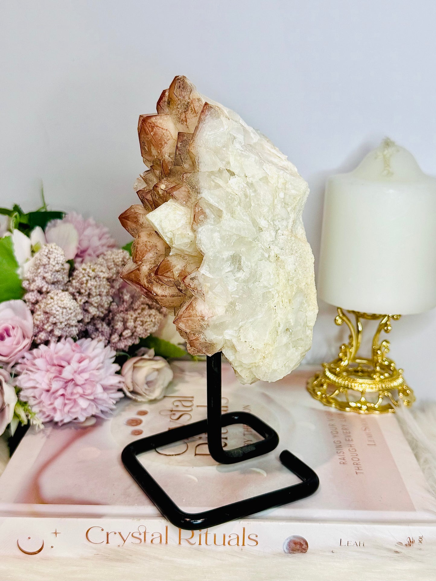 ⚜️ SALE ⚜️ Large Natural Pink Lithium Cluster on Stand 1.08KG 20cm
