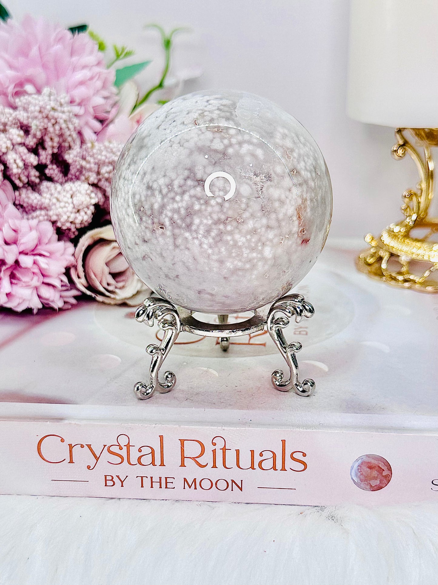 Graceful & Elegant ~ 372Gram Druzy Pink Amethyst Sphere on Silver Stand From Brazil