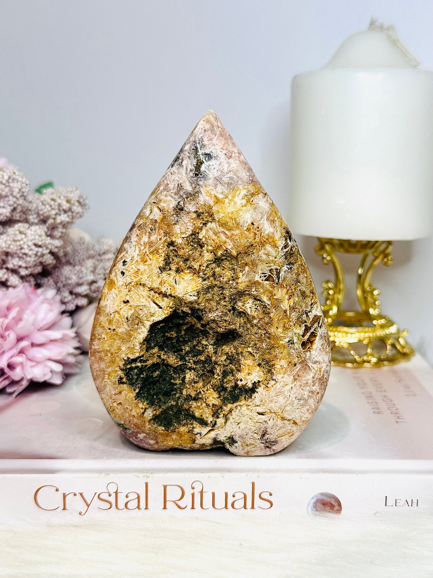 Pink Amethyst Druzy Carved Flame | Freeform 12cm 243grams
