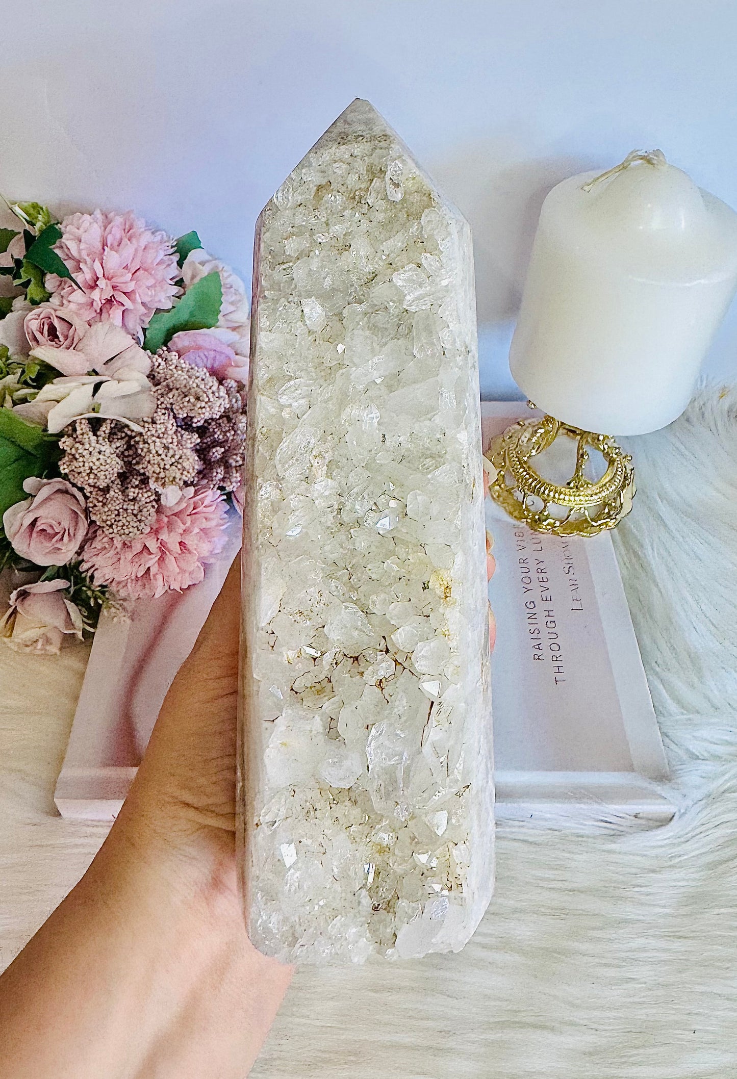Huge Clear Quartz Cluster Tower 20cm 1.05KG
