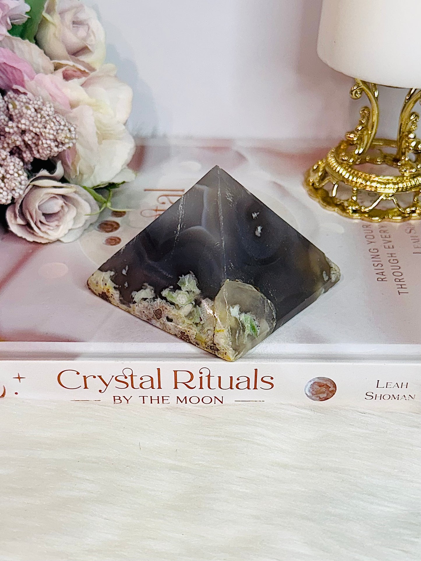 Green Flower Agate Pyramid 7.5cm