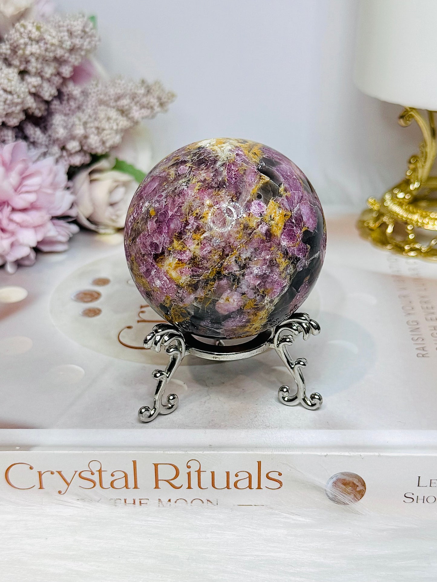 High Grade Pink Tourmaline Sphere on Stand 260g