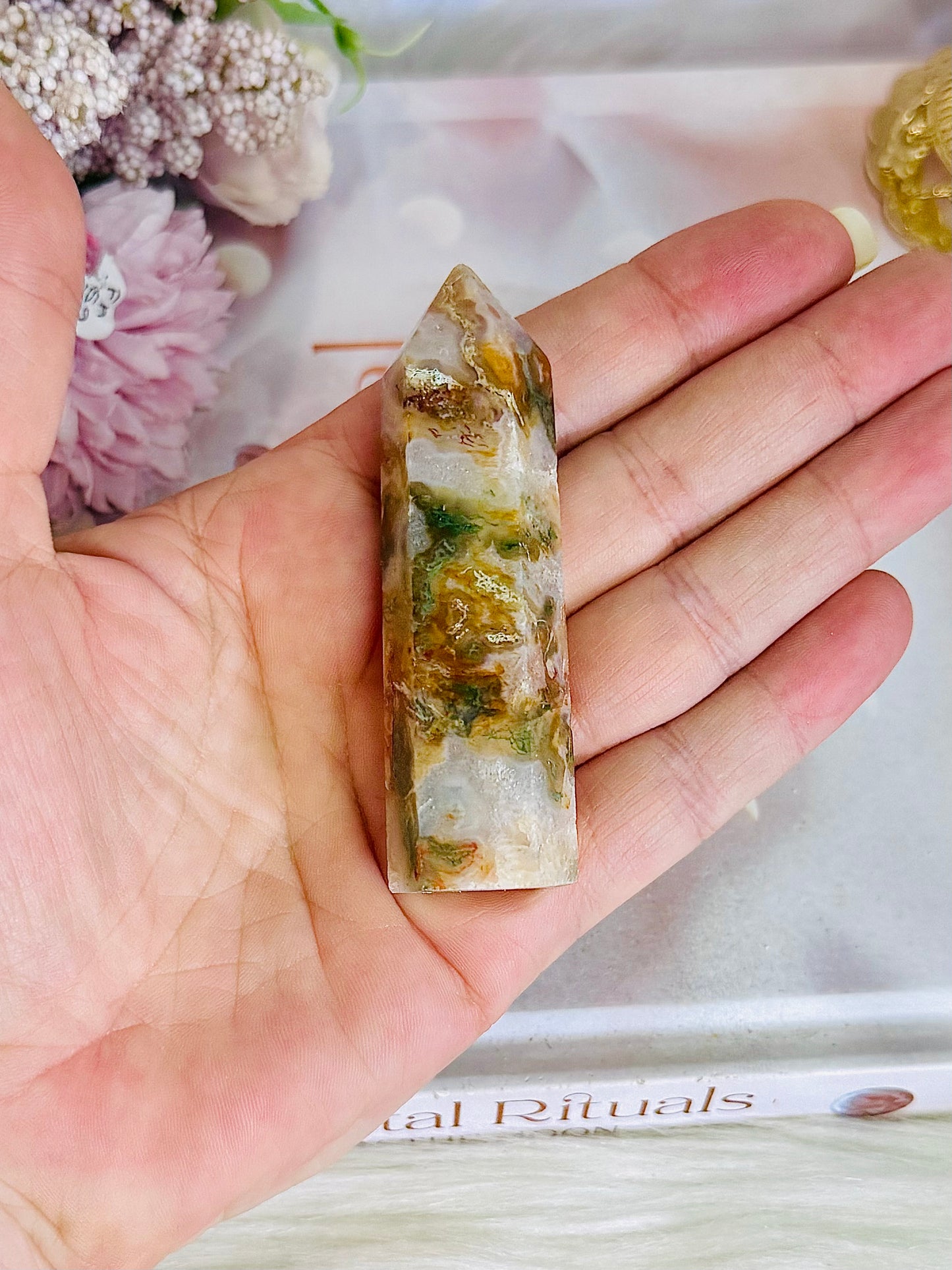 Red & Green Moss Agate Tower 7.5cm