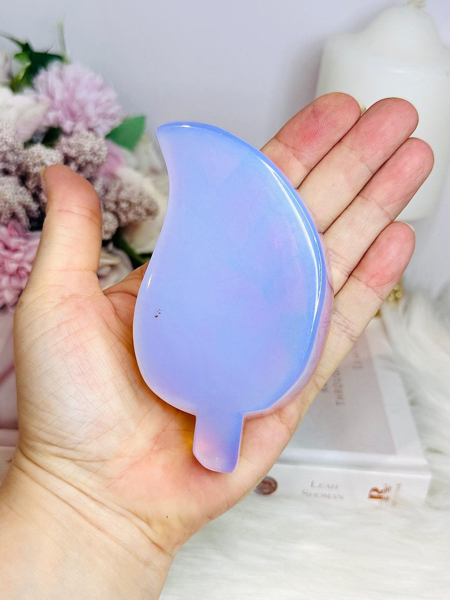 Pink Opalite Leaf Bowl 11cm