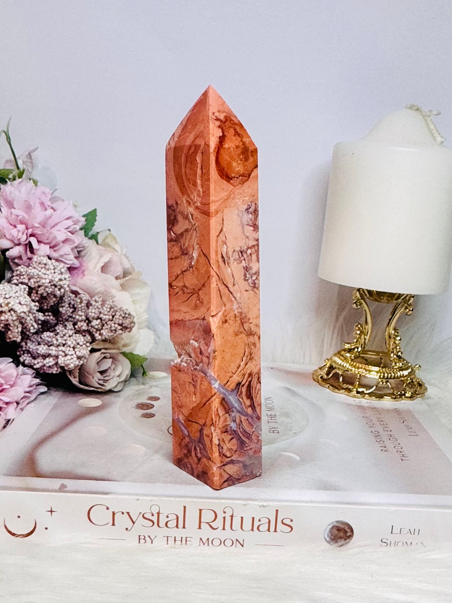 Stunning High Grade Large 14.5cm Pink Cotton Candy Agate Tower