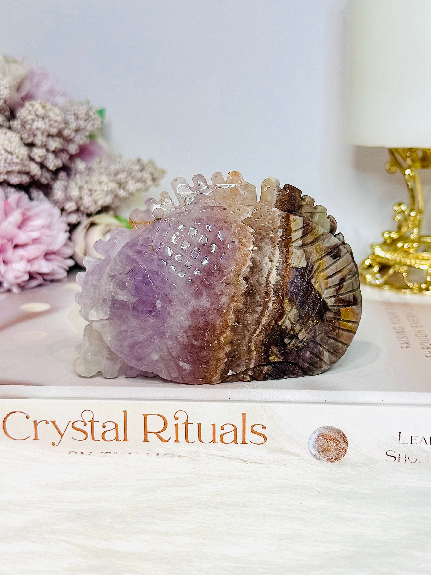 Amethyst X Agate Carved Fish 8cm