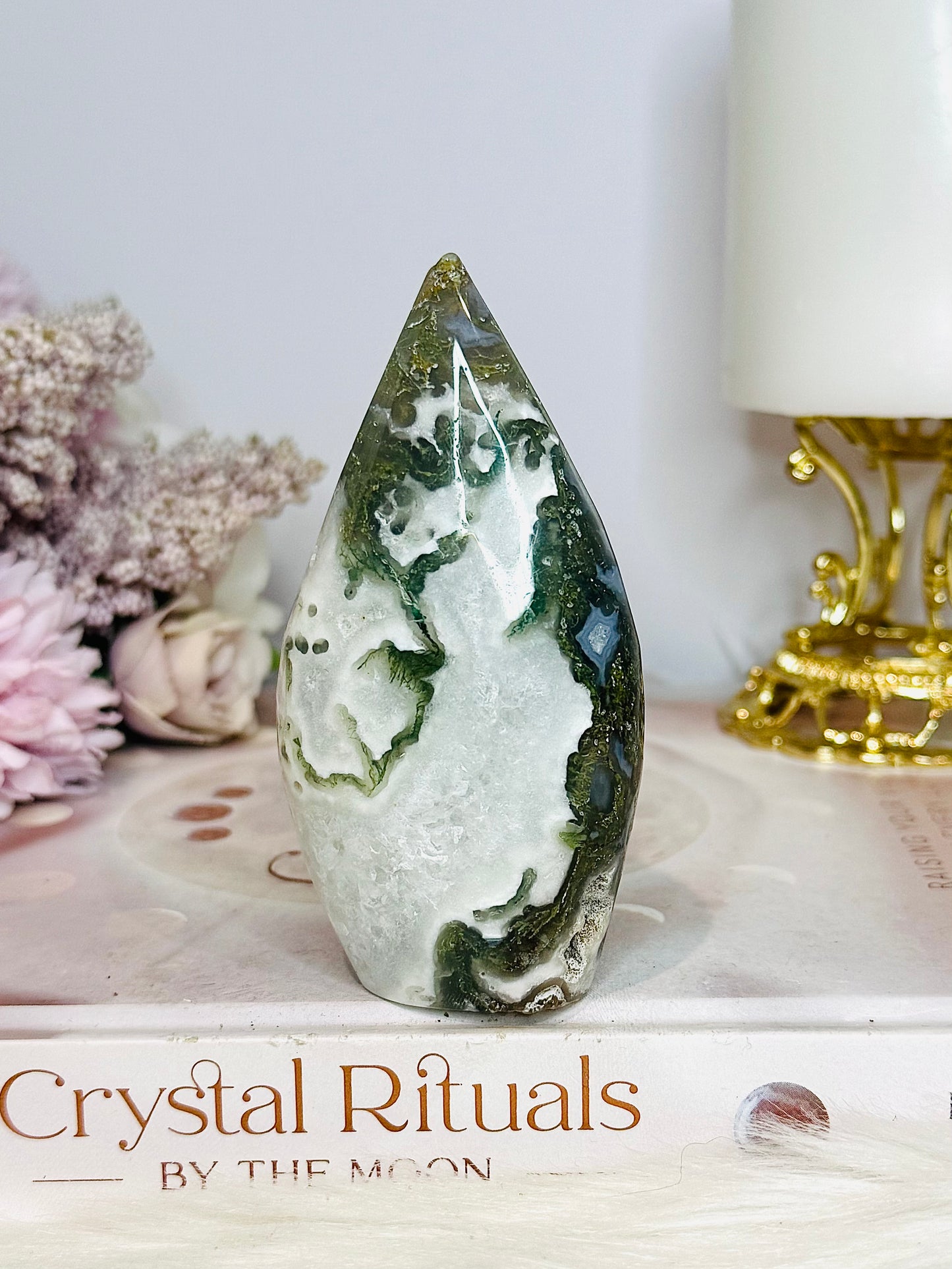 Moss Agate in Quartz Flame | Freeform 9.5cm