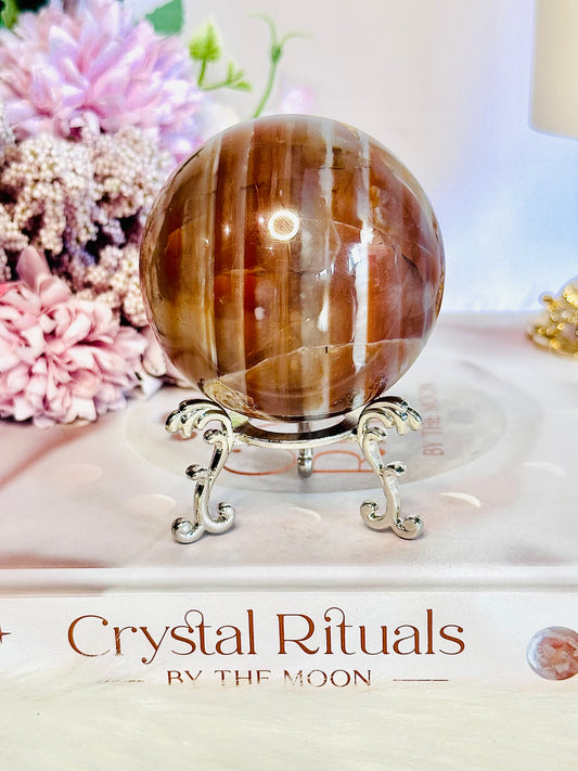 ⚜️ SALE ⚜️ Striped Agate Sphere 319grams On Stand