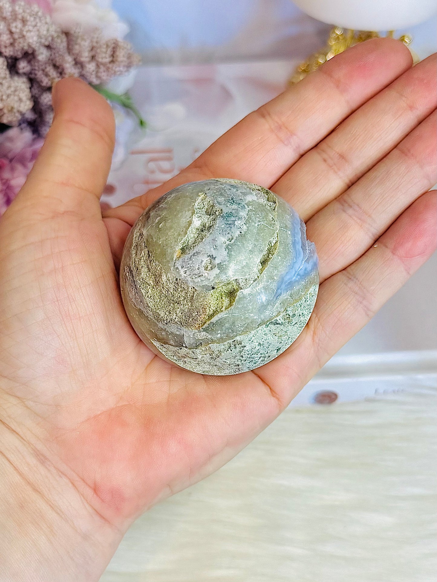 Druzy Blue Lace Agate Sphere On Stand 159grams