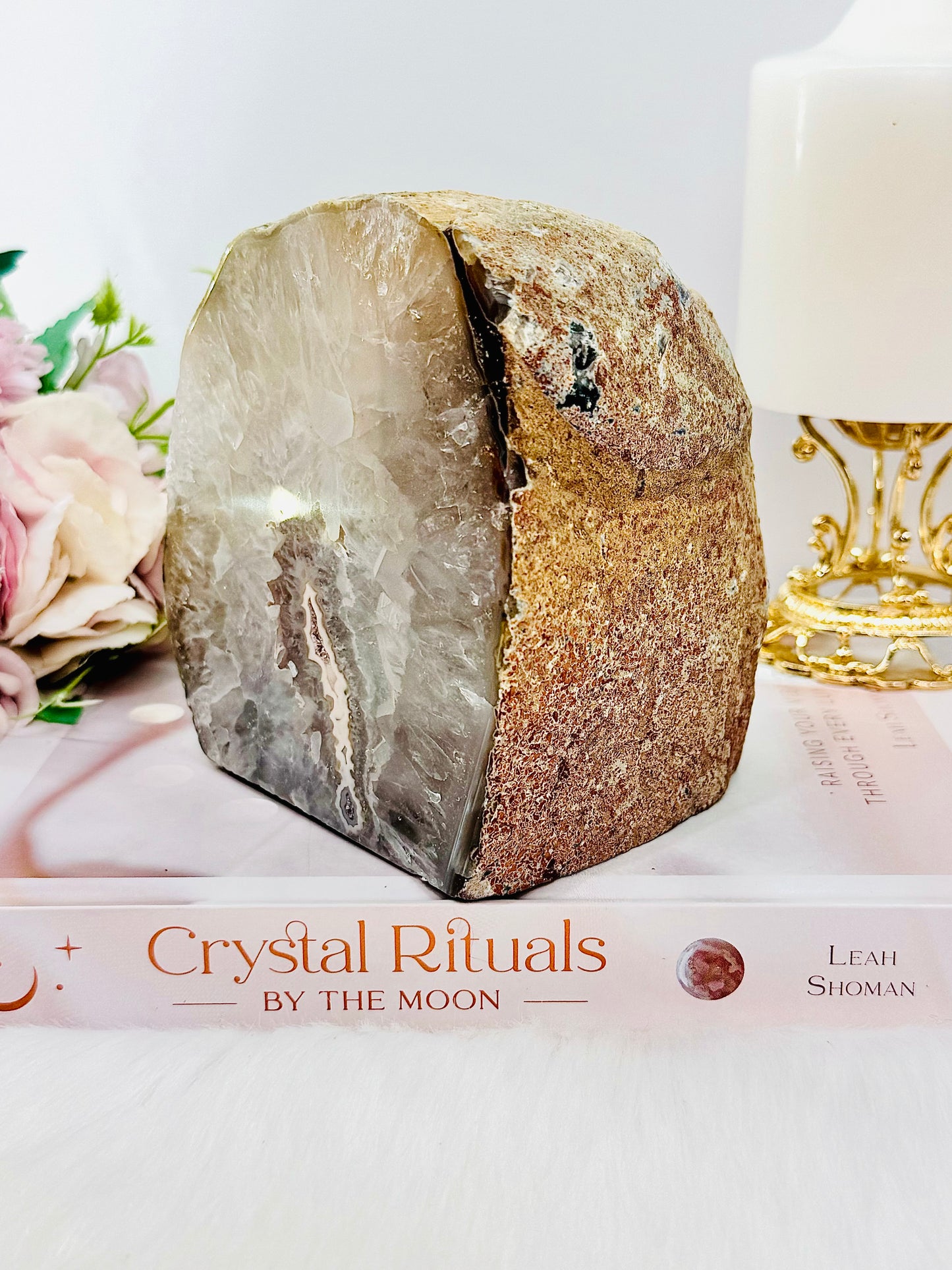 Simply Stunning!! Huge 1.66KG Druzy Agate Candle Holder An Absolutely Gorgeous Piece From Brazil