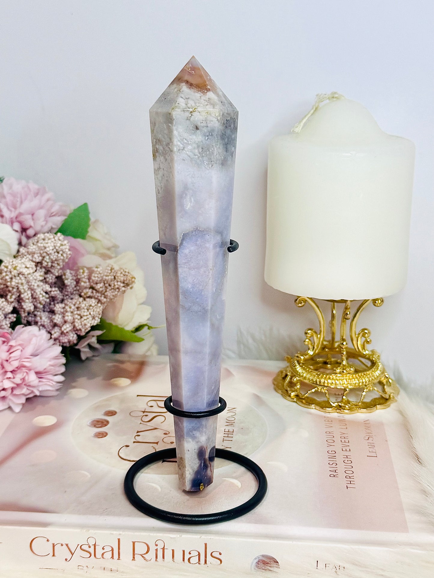 Agate Tower | Wand 18cm On Stand